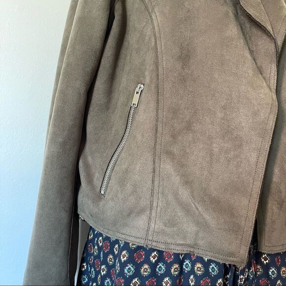 Anthropologie Green Kelyn Faux Suede Moto Jacket size XL NWOT - Picture 4 of 9